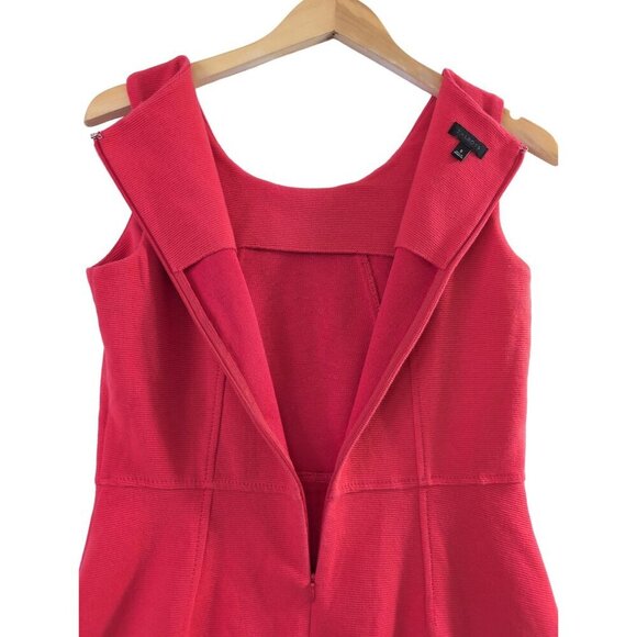Talbots Fit & Flare Dress Womens S Red Ribbed Sleeveless Knee Length Classic - Picture 4 of 8